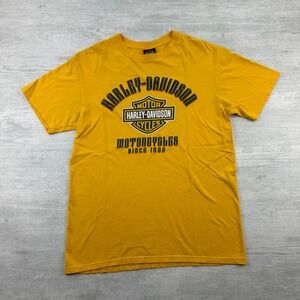Vintage Harley Davidson Shirt Size Large Yellow Lynchburg VA Biker USA Eagle